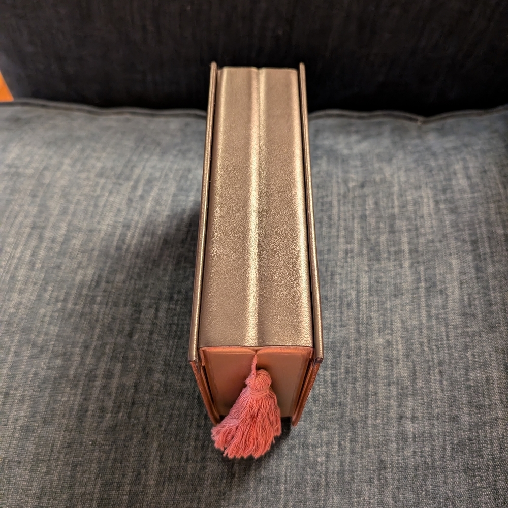 Vintage Brown Hard Cover Book Clutch With Pink Tassel - Picture 9 of 10
